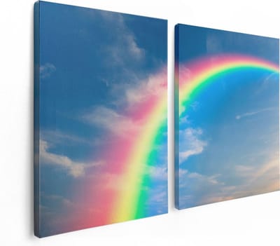 Artaza Canvas Schilderij Tweeluik Regenboog - 120x80 - Foto Op Canvas - Canvas Print