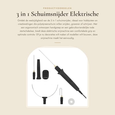 Dailygoods - 3 in 1 Schuimsnijder - Elektrische Snijmachine - Ergonomisch Handvat - Zwart - Piepschuim Snijden - Geschikt voor Hobbyisten - 100 Millim...
