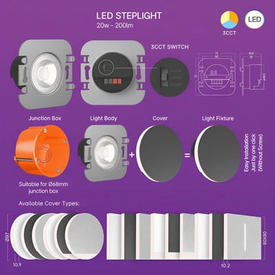 LED Trapspot - Brinton Stairflex 2 - Inbouw Trapverlichting Rond Zilver - 2W 200lm - Natuurlijk Wit 4000K