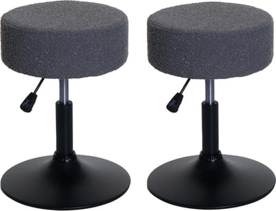 Set van 2 krukken MCW-C22, make-upkruk, in hoogte verstelbaar, draaibaar Ø 37 cm Stof Bouclé 450 g/m² MVG ~ donkergrijs