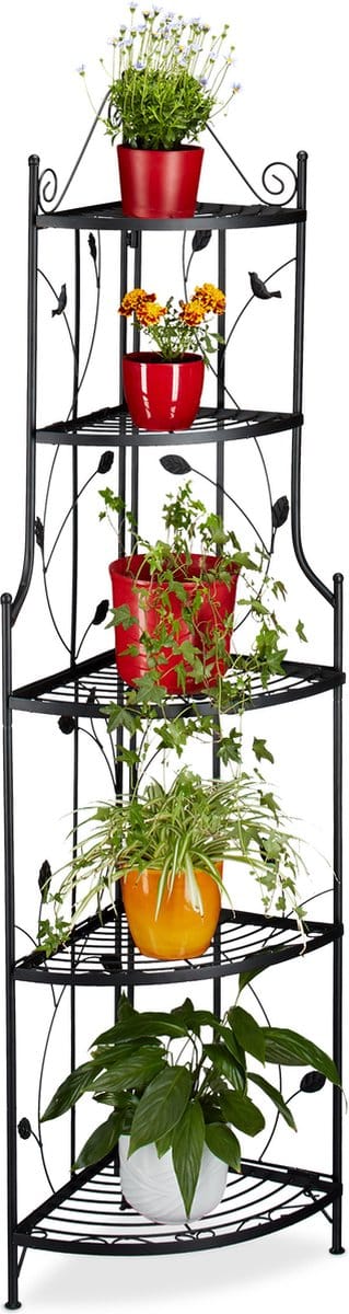 plantenstandaard metaal - 160 x 36 x 36 cm - 5 etages - inklapbaar - binnen - buiten