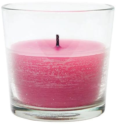 Branded By fuchsia roze kaars in glas voor buiten 15 x 16 cm L