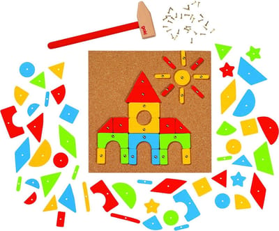 GOKI Klopspel - Hamer- En Nagelspel - 20X20X1Cm - 118 Delen - 3 Jaar