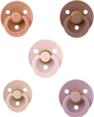 Bibs fopspeen 0-6 maand Set 5 stuks Peach,Blush,Woodchuck,Blossom en Heather Maat 1