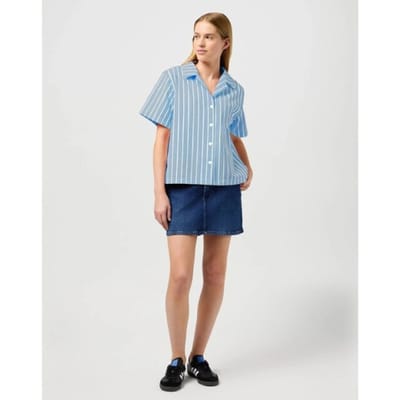 Wrangler - CAMP SHIRT BLEACHED DENIM - L