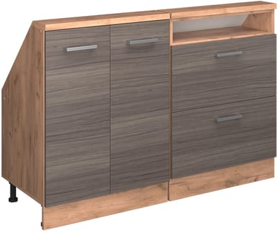 Vicco R-Line Keukenkast voor schuine wand – 120 cm Set van 2 Edel grijs/gouden eik