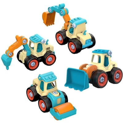Bouwvoertuig Speelgoed Kit DIY Engineering Truck Kit Batterijvrij Mini Graafmachine Baby Douche Cadeau ideaal voor Jongens Kind groen