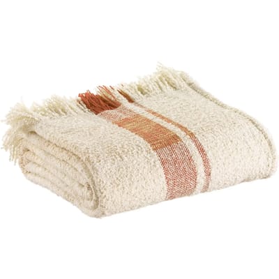 Gebreide plaid Vivaraise Jane - Bouclette stof Multico sienna (130 x 160 cm)