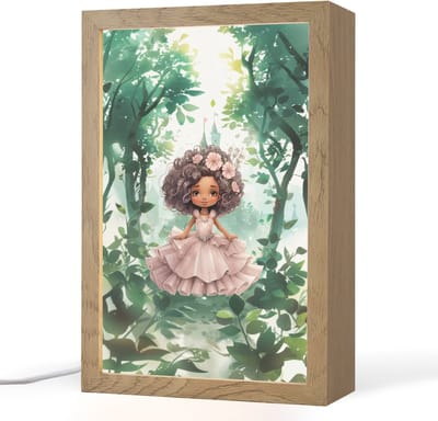 Nachtlampje 20x30 cm - Kinder lampje - Prinses - Meisje - Kasteel - Sprookjes - Roze - Tafellamp kinderkamer - Slaapkamer lamp - Bedlamp kinderen - Kinderlampje stopcontact - Wandlamp babykamer - Nachtlampjes