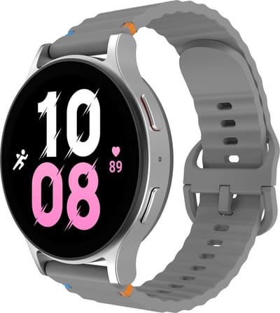 Cazy horlogebandje geschikt voor Samsung Galaxy Watch Bandje (ActiveFlex) - Smartwatchbandjes - Universeel bandje geschikt voor Samsung Galaxy Watch 7 / Watch 6 / Watch 5 / Watch 4 / Watch FE - Grijs