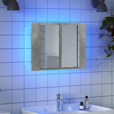 vidaXL - Badkamerkast - met - spiegel - en - LED - 60x12x45 - cm - acryl - betongrijs