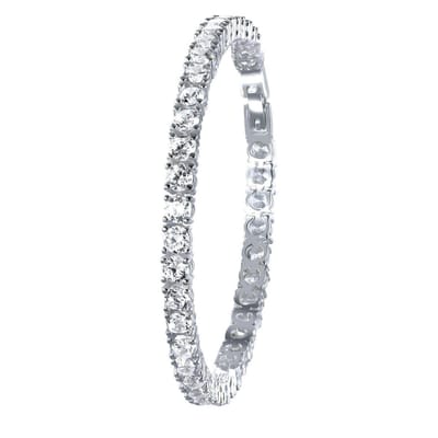 Lucardi Dames Armband met zirkonia - Echt Zilver - Armband - Cadeau - 19 cm - Zilverkleurig