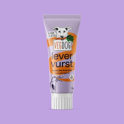 VEGDOG Levervurst - Vegan Hondensnack - Trainingspasta in Tube - Hypoallergeen - 80 g