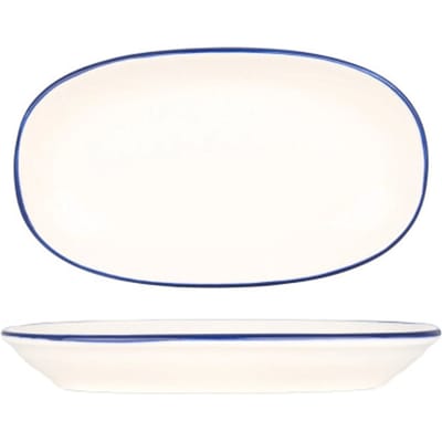 Bonna Serveerschaal - Linea Blue - Porselein - 24x14 cm - set van 2