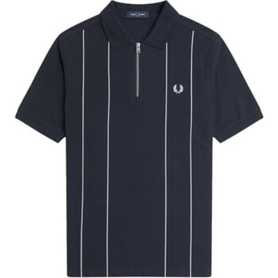 Polo Fredperry Shirt Met Pinstreep En Ritskraag - Fashion Wear - Volwassen