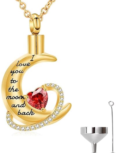 Luxe Ashanger - met Ketting (55 cm) - Voor As, Haren of Parfum - Assieraad - As Ketting - Gedenksieraad - Urn - As Hanger - Incl. As vuller en Opbergzakje - I Love you to the moon and back