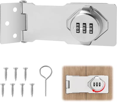Veiligheids hasp met 3-cijferige combinatievergrendeling voor deuren en kasten - 11.5 cm, duurzaam en eenvoudig te installeren