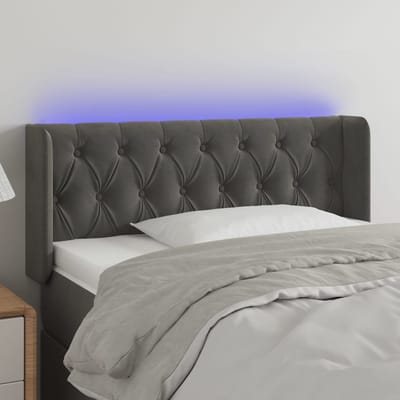 vidaXL - Hoofdbord - LED - 103x16x78/88 - cm - fluweel - donkergrijs