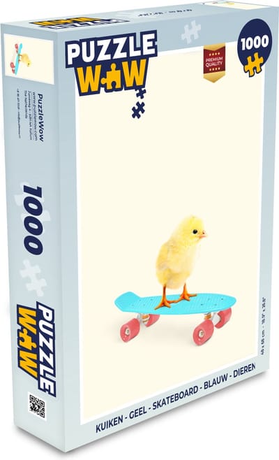 Puzzel Kuiken - Geel - Skateboard - Blauw - Dieren - Legpuzzel - Puzzel 1000 stukjes volwassenen