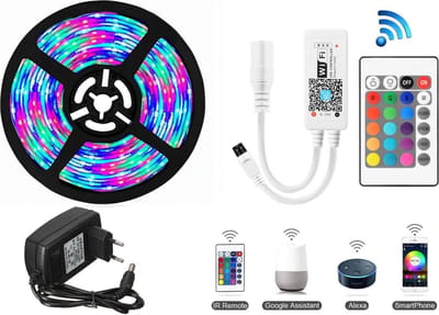 WIFI Smart LED | RGD LED strip | 5 meter | Bedienbaar met je smartphone (applicatie Magic Home) |compatible met Google assist en Alexa | Incl afstandsbediening