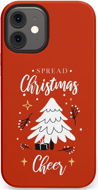 Casetastic hoesje geschikt voor Apple iPhone 12 Mini - Dubbellaagse bescherming - Verspreid het Kerstfeest - Fashion Case - Terracotta