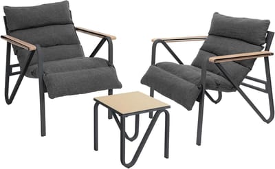 Tuinmeubelset 3-delig - Balkon set - Buiten Zitten - Weerbestendig staal - 79x69x78 cm - Antracietgrijs