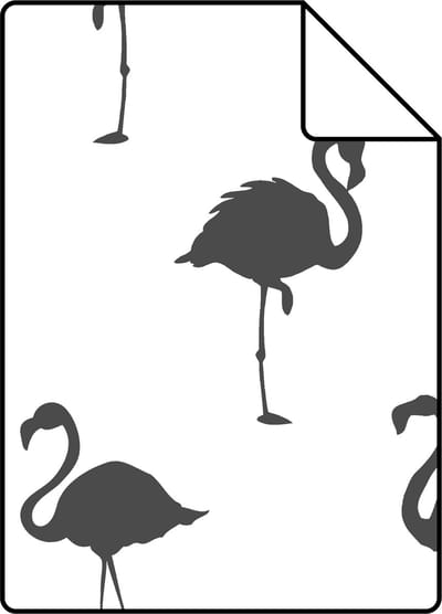 Proefstaal ESTAhome behang flamingo's zwart en wit - 26.5 x 21 cm - 138993-S