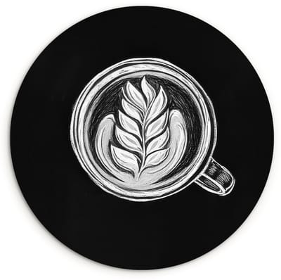 WallCircle® Wandcirkel 120x120 cm - Muurcirkel Krijttekening - Koffie - Latte art - Muurdecoratie woonkamer - Wanddecoratie slaapkamer - Kamer decoratie accessoires - Ronde schilderijen XXL