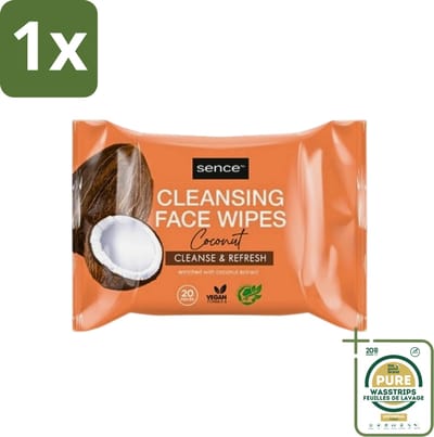 1 x Sence - Coconut - Gezichtsreinigingsdoekjes - Verzorgend - 20 Doekjes- Gezichtsreinigingsdoekjes - Kokos - Huidverzorging - Make-up Verwijderen - Hydrateren