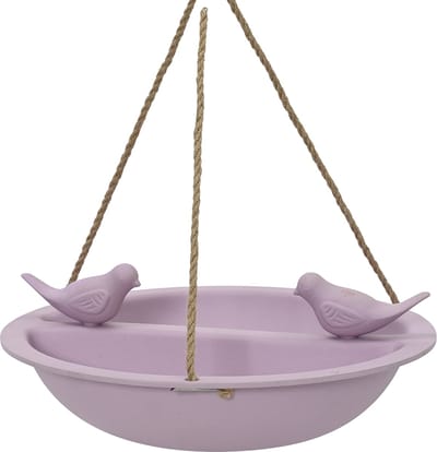 Decoris Vogelbad/drinkschaal - bamboe hout - lila paars - D27 cm - voederbak