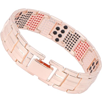 Magneettherapie Armband Vermindert Elektrostatische Lading Verbetert Slaap Gewichtsverlies Stijlvol Titaniumstaal rosé gouden kleur