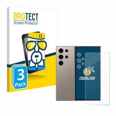 Screenprotector 3 Stuks voor Samsung Galaxy S24 Ultra (case-friendly) (Voor+Camera) Beschermglas transparant