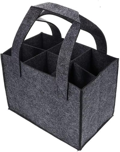 Flessenhouder voor 6 Flessen, Transporttas voor Flessen, Auto Organizer met 6 Compartimenten, Ideaal voor Boodschappen, 24 x 18 x 16 cm