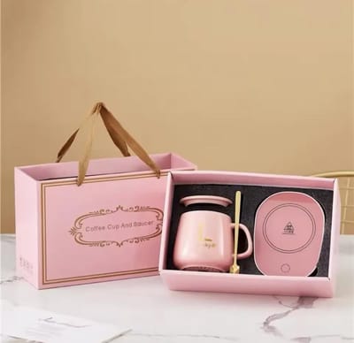 Flavers - Mug warmer - warmhoudplaat - mug warmer roze - cup warmer - verwarmde onderzetter - mok warmer - cup warmer usb - koffie warmer - warmhouders - mug warmer set - kopje, mugwarmer en lepel - gift set - Moederdag cadeau