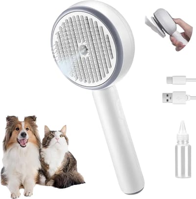 High-End 3-in-1 Kattenborstel / Dierenborstel | Stoomborstel | Steamy Brush | Honden & Katten Kam - Wit