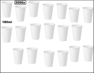 2500x Koffie beker karton wit 180ml - Next generation Roer staafjes koffie beker melk suiker hout festival thema feest verjaardag werk lepel