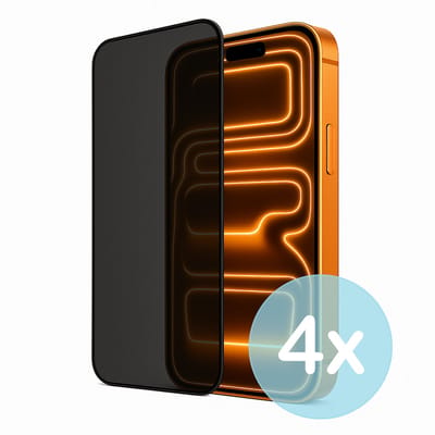 Privacy Screenprotector Geschikt voor iPhone 17 Pro Max – Anti-Gluren – Krasbestendig Gehard Glas 9H – Volledige Dekking – 4-Pack – FuturiQ