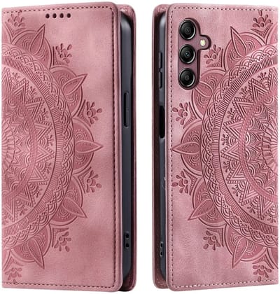 Hoesje Mandala Book Case met Pasjeshouder Roze Goud Geschikt voor Samsung Galaxy A16
