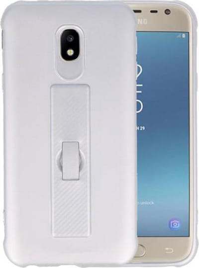 Carbon series hoesje - Backcover Geschikt voor Galaxy J3 2017 Zilver