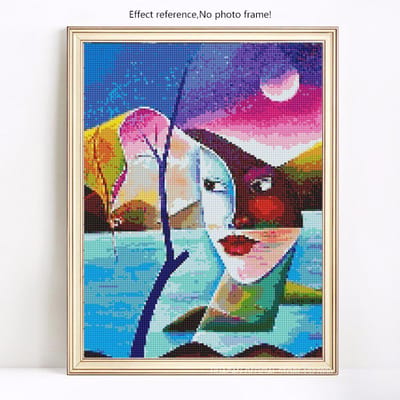 Peinture diamant pierres rondes, dessin animé, mosaïque, mise en page complète, images de Portrait 20X30 brown