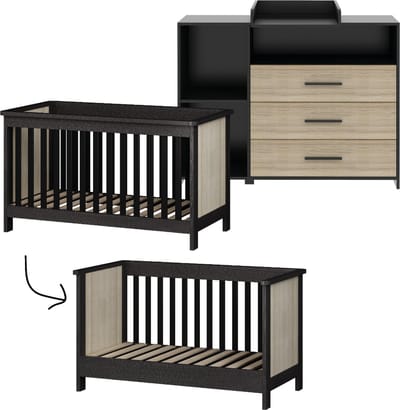 Born Lucky Reno Meegroei Babykamer 2-Delig – Ledikant en Commode – Vanaf Geboorte tot ca. 5 Jaar