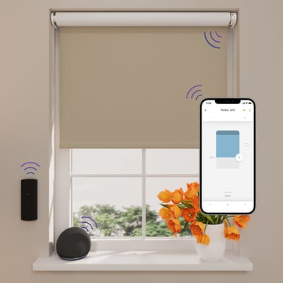 DTCH® Elektrisch Rolgordijn Verduisterend - Easy - Cement - 80 x 190 cm - Motionblinds CMD-02-P