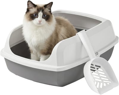 Feandrea - Kattenbak - Met Hoge Zijkanten - Open Ontwerp - Inclusief Schepje