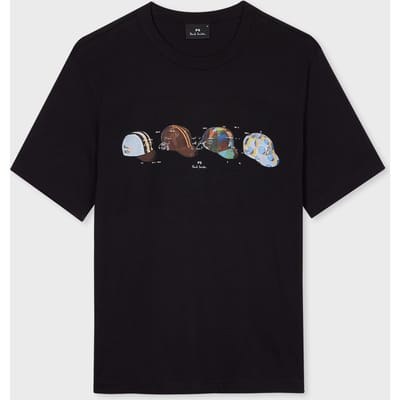 Paul Smith Reg Fit T Shirt Cycling Caps Black Maat: M | T-shirts met Print Outlet | Heren | Zwart