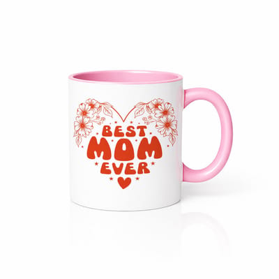 Beste Mama Ooit Mok Roze Wit met Hart - Lief Moederdag Cadeau