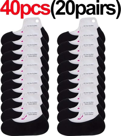 Onzichtbare Dames Sokken 20 Paar – Ultradun, Anti-slip & Ademend – Transparante Zomersokken voor Sneakers - Zwart