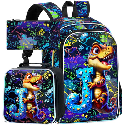 3 STKS Dinosaurus Rugzak voor Jongens, Kinder Boekentas Set met Lunchbox, Coole Schooltas voor Peuters op de Peuterschool - Dinosaurus blue
