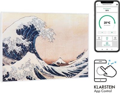 Klarstein Infraroodverwarming met thermostaat, 500W elektrische verwarming, foto-infraroodverwarming voor wandmontage, IR met IoT/WiFi app-control, Platte radiator voor vochtige ruimtes, CO2-vrij