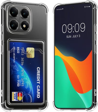 kwmobile Hoesje met kaarthouder voor Xiaomi 15T - telefoonhoesje met kaartsleuf - Soft Case - beschermhoesje in transparant