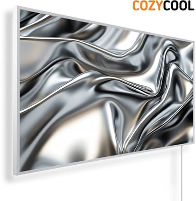 Infraroodpaneel met afbeelding | Vloeibare metalen abstracte golven | 1200 Watt | Witte lijst | Infrarood verwarmingspaneel | Infrarood paneel | Infrarood verwarming